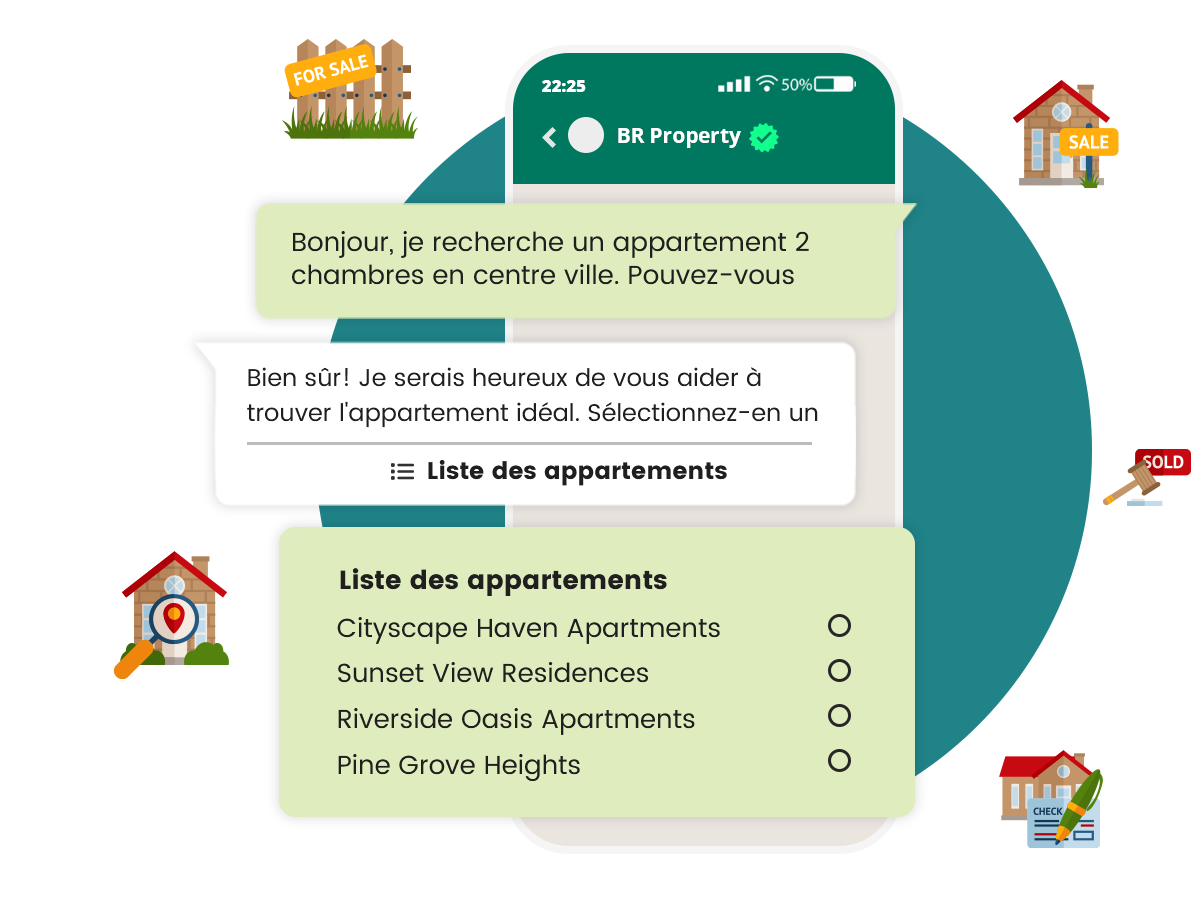 Envoyer automatiquement les détails et informations immobilières via WhatsApp